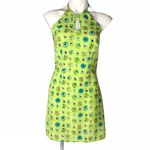 Street Flower Retro Lime Green Floral Sundress